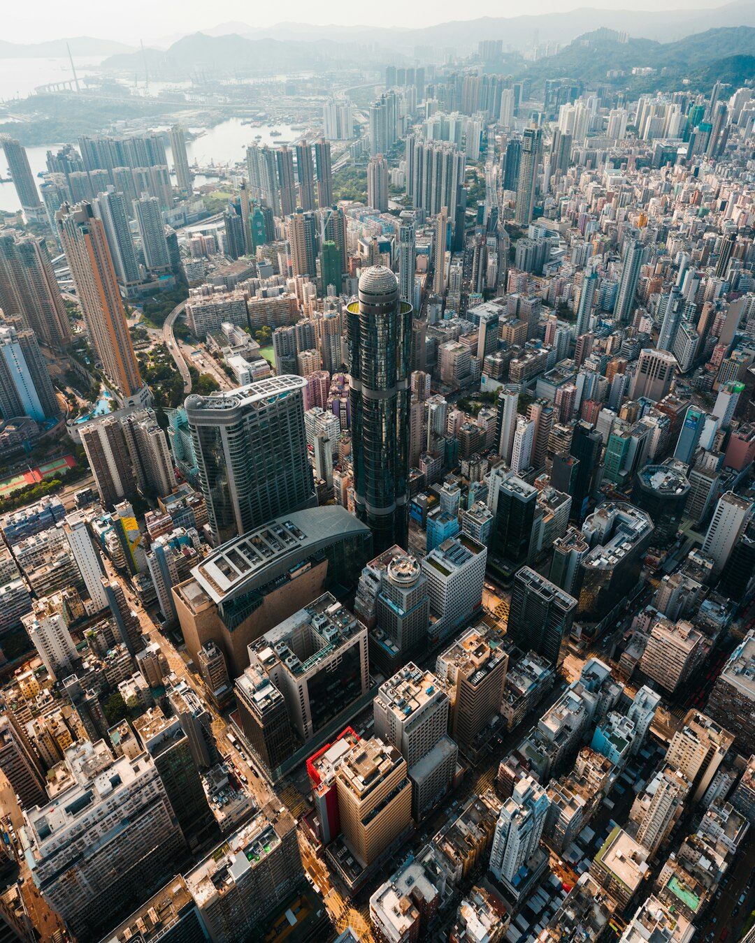 drone aerial cityscape