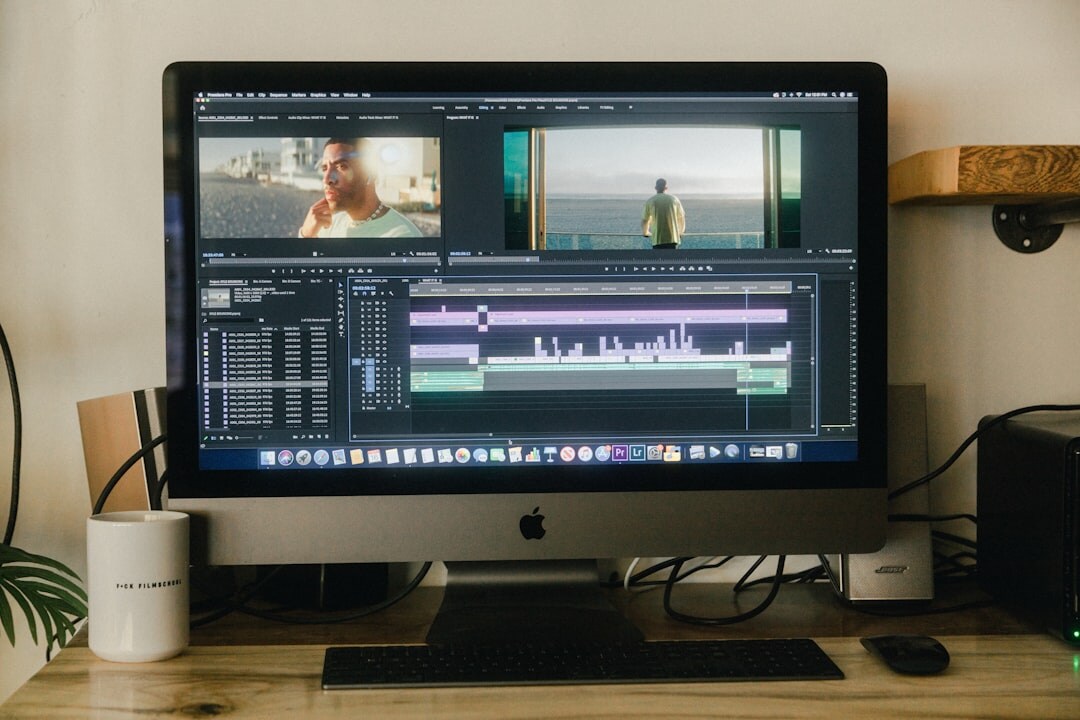 film editor at computer
